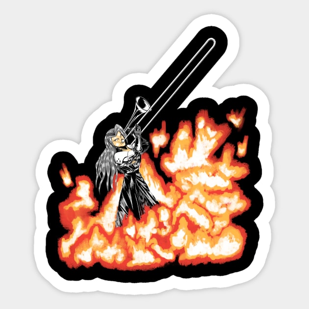 One-Winged Trombone Sticker by Spicy Gurry